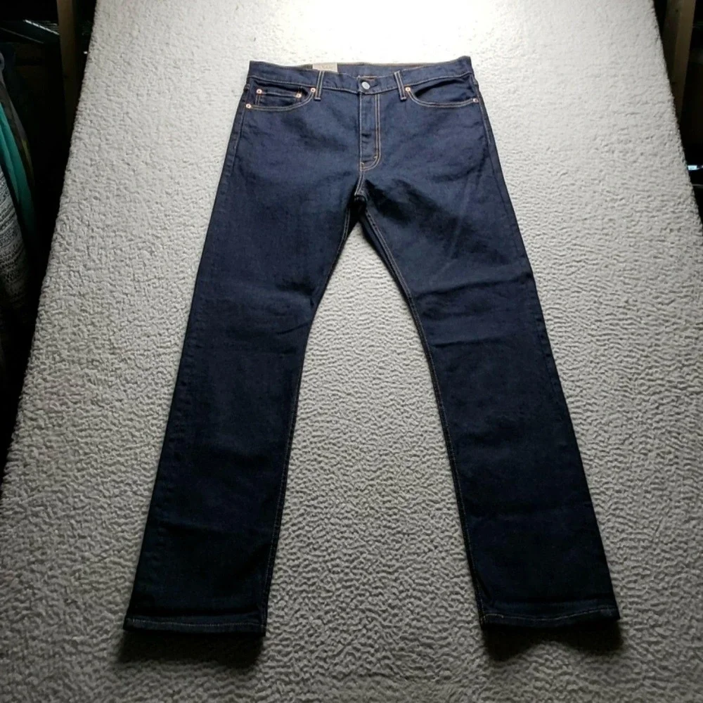 Levis 513 Jeans Mens 36x32 Blue Slim Straight Stretch Denim Pants Dark Wash